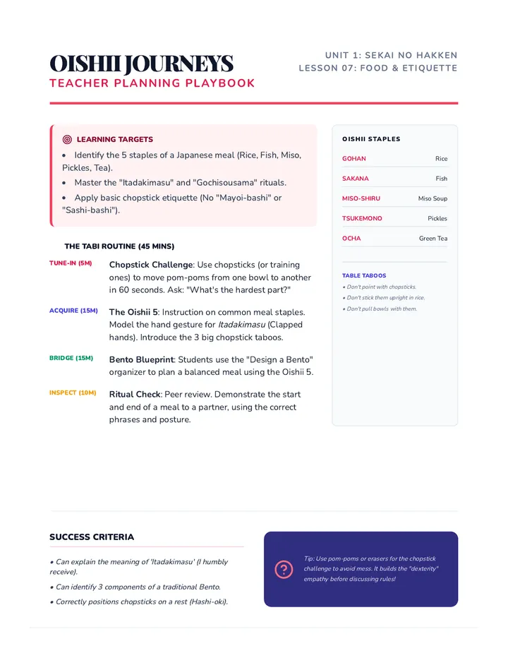 Oishii Journeys Teacher Guide