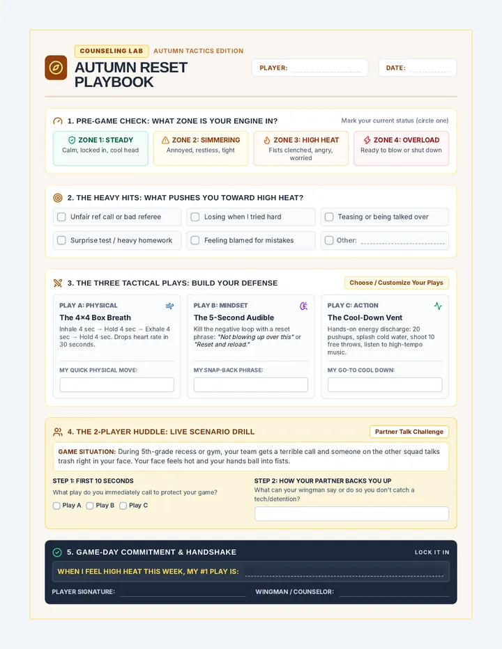 Fall Playbook Coping Worksheet