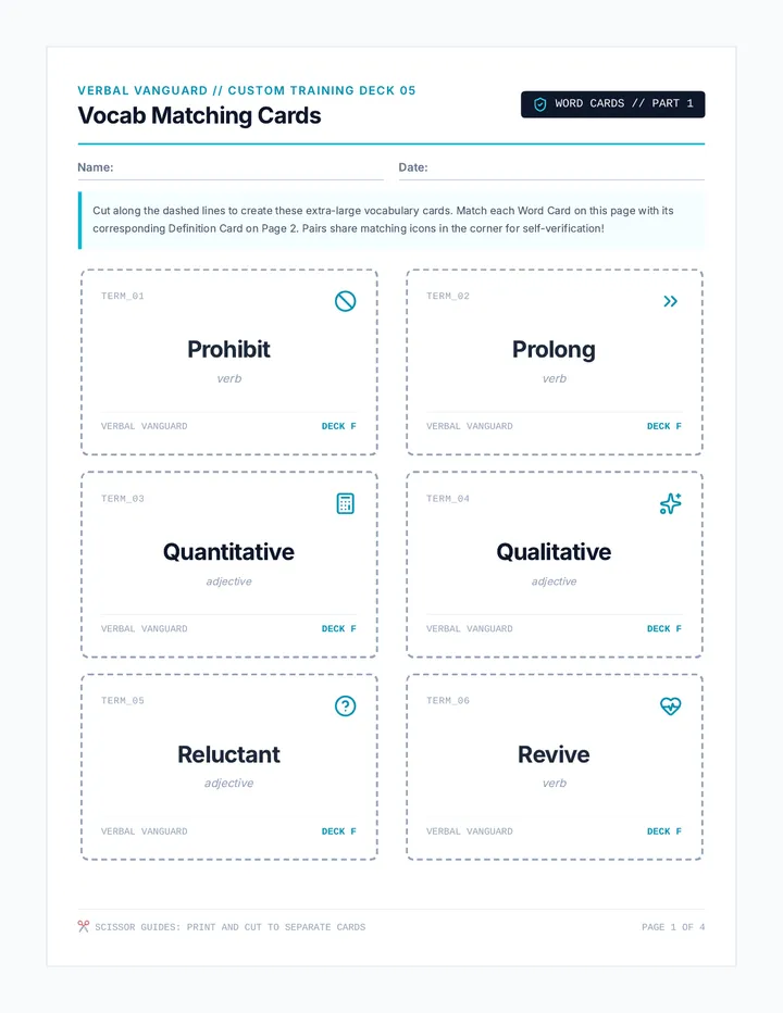 Vocab Matching Cards