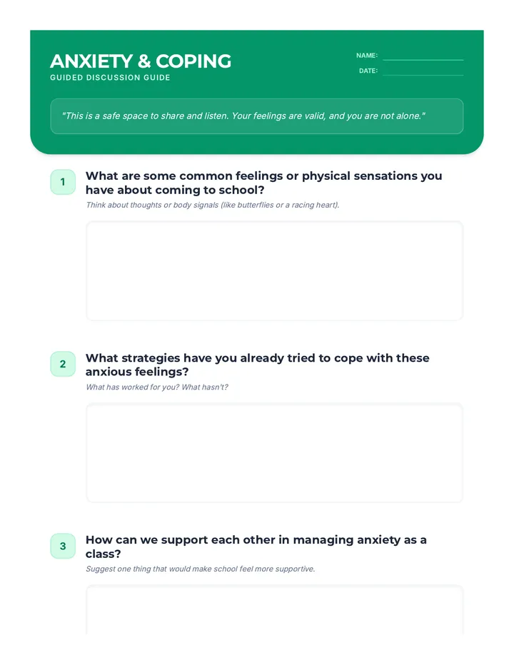 Anxiety Coping Discussion Guide