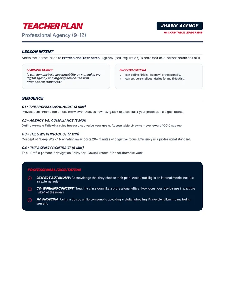 Professional Navigators Teacher Plan