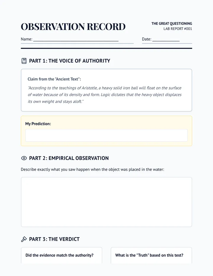 Observation Record Worksheet