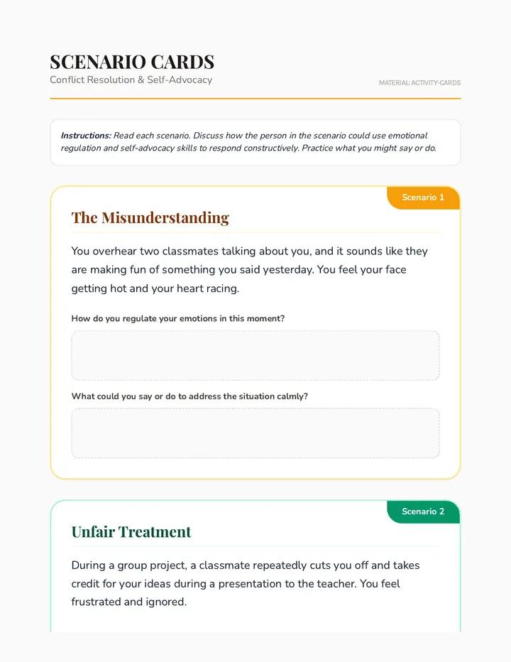 Conflict Resolution Activity Cards