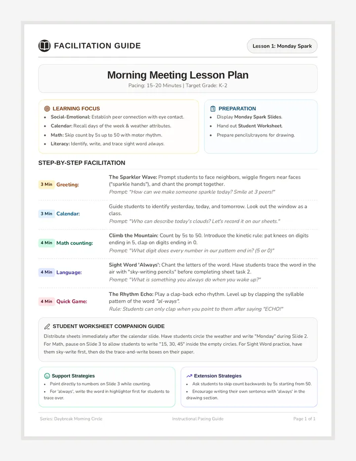 Monday Spark Teacher Guide