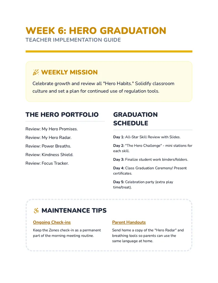 Week 6 Hero Graduation Teacher Guide