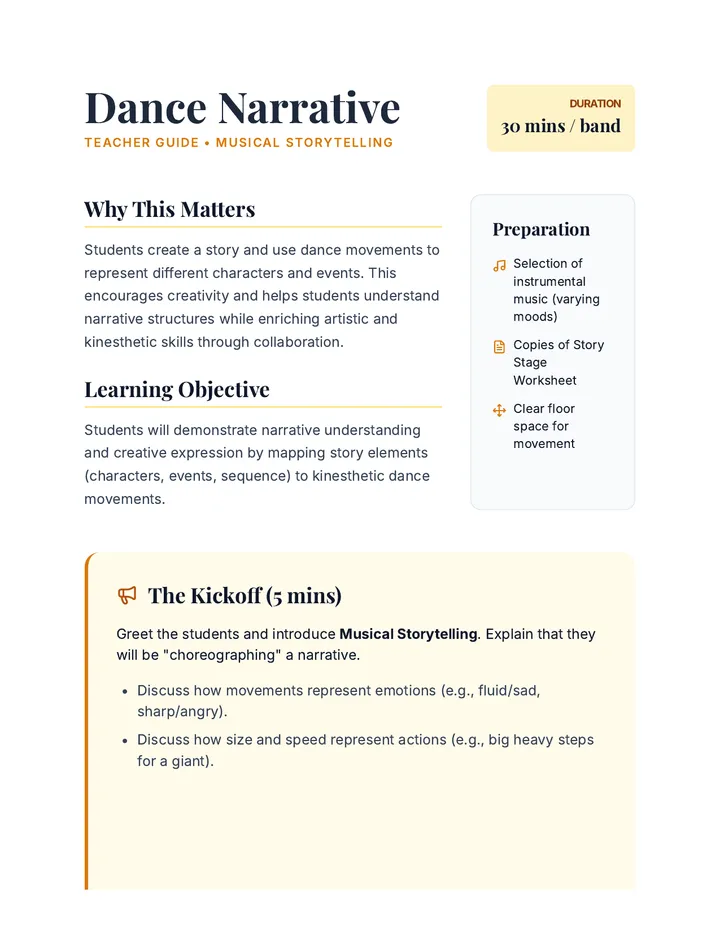 Dance Narrative Teacher Guide