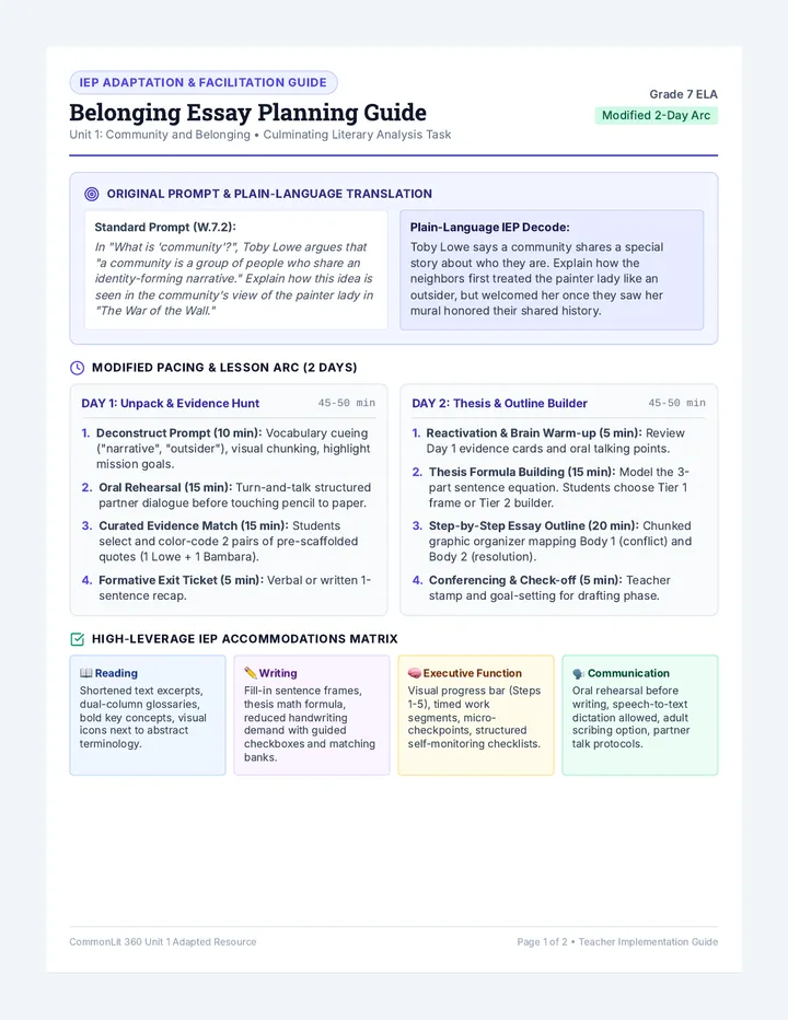Essay Planning Teacher Guide