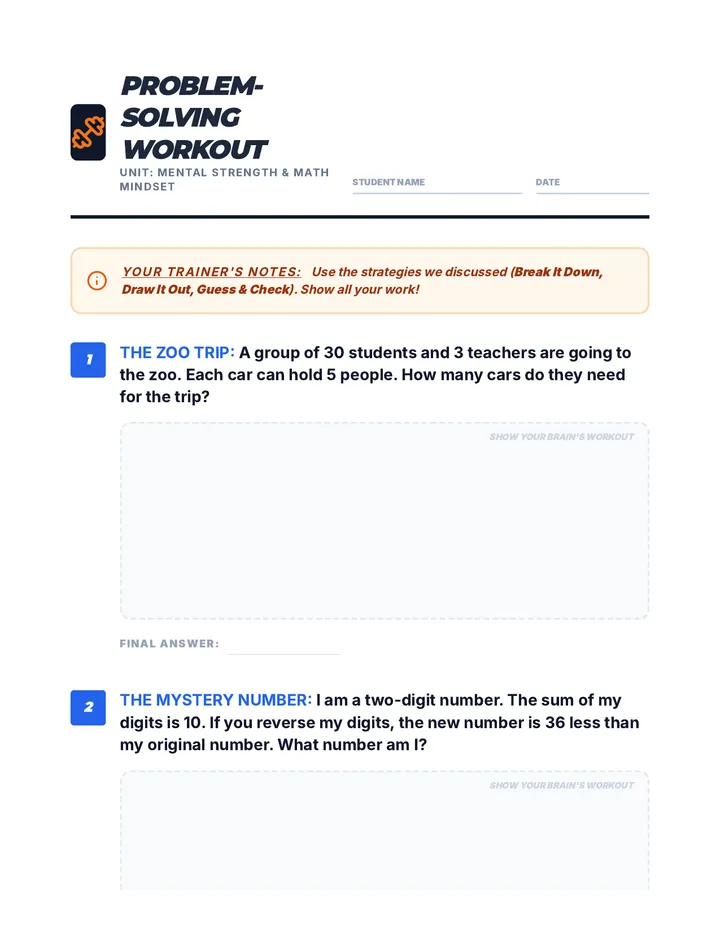 Problem Solving Workout Worksheet