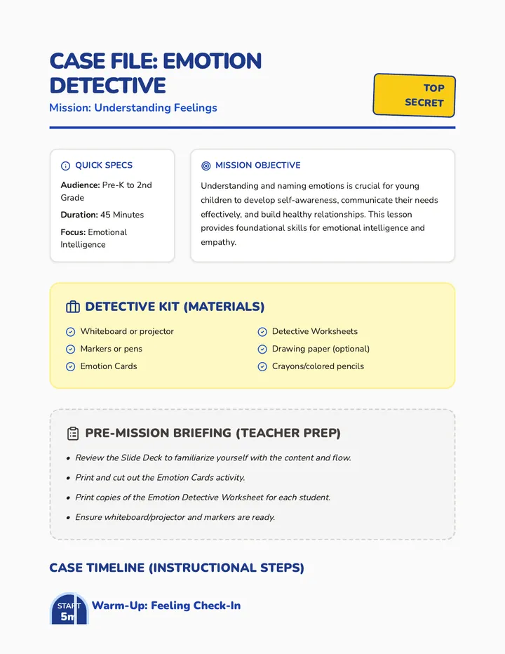 Emotion Detective Lesson Plan