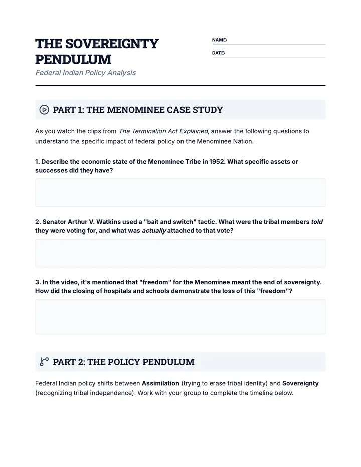 Sovereignty Pendulum Worksheet