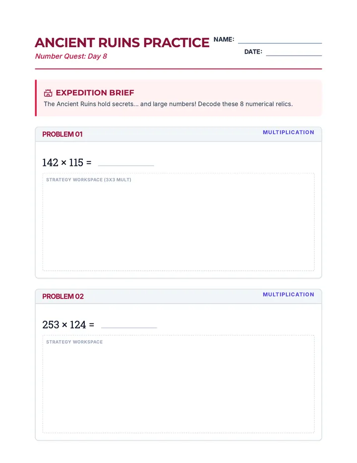 Ancient Ruins Worksheet