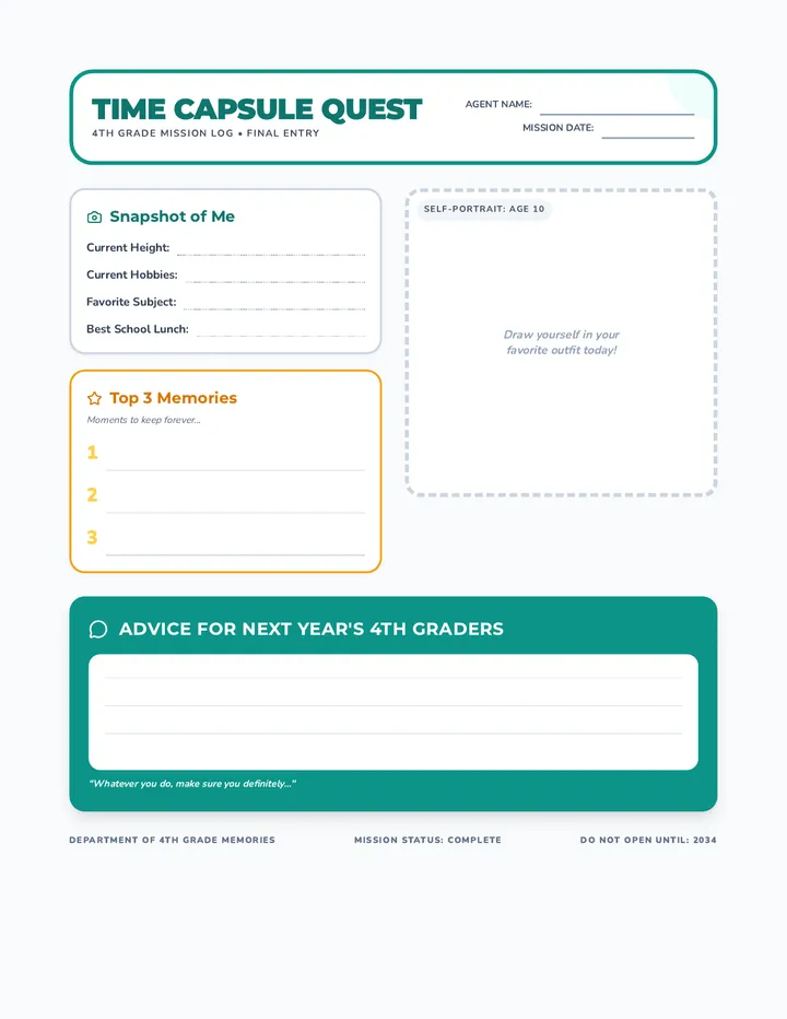 Time Capsule Quest Worksheet