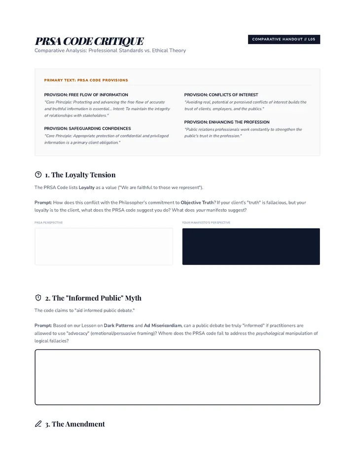 PRSA Critique Handout