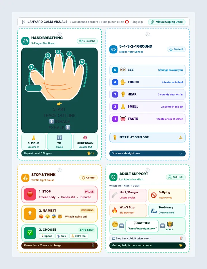 Lanyard Calm Reference Cards