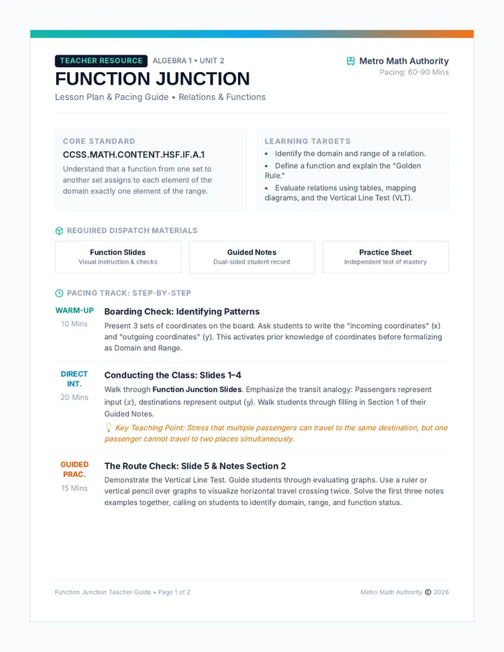 Function Junction Teacher Guide
