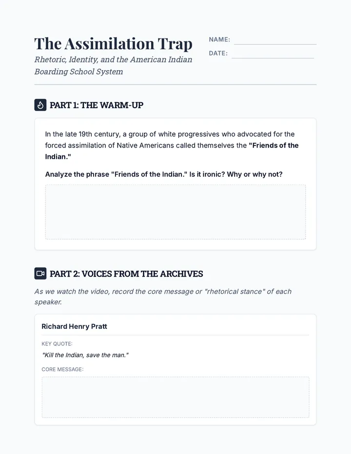 Assimilation Trap Worksheet