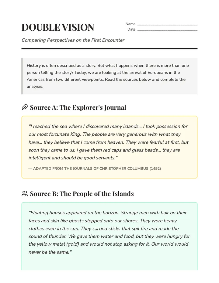Double Vision Worksheet