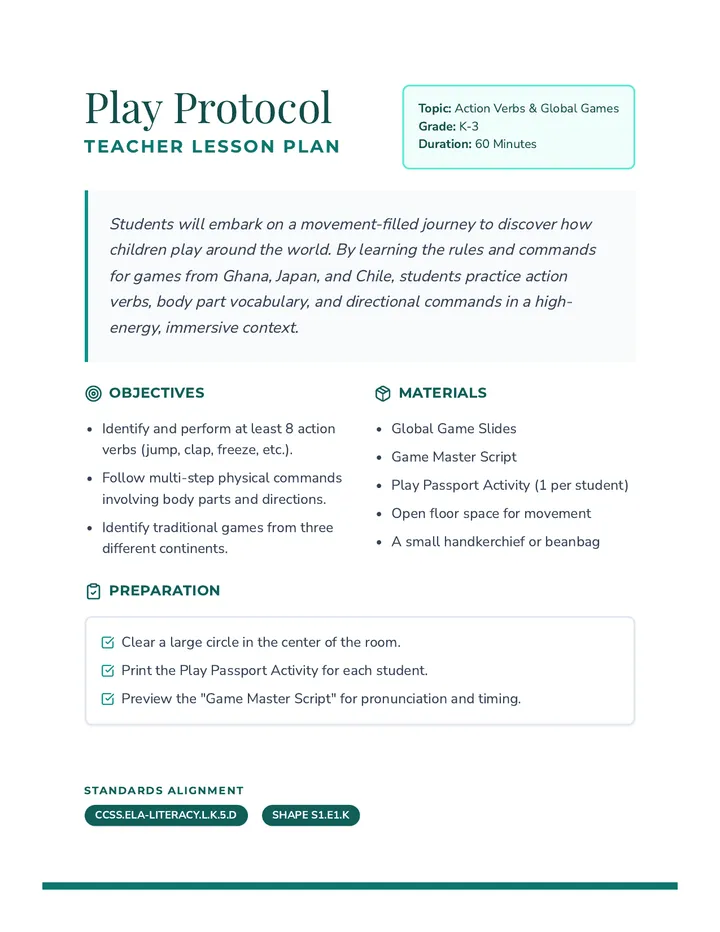 Play Protocol Lesson Plan