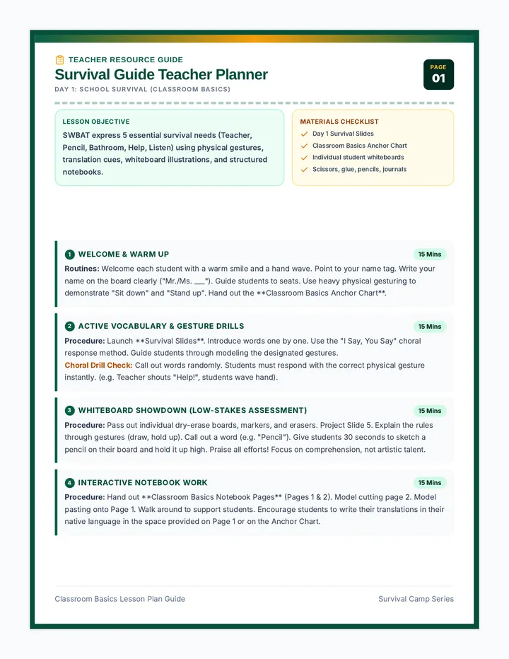 Survival Guide Teacher Planner