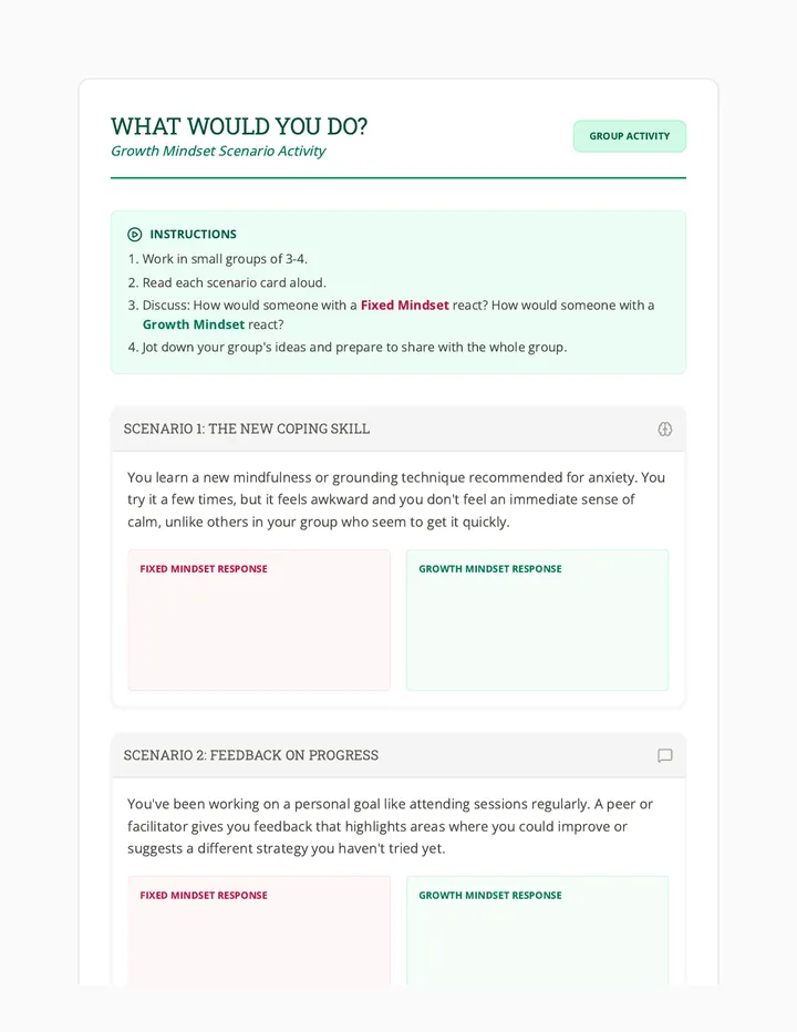 Growth Mindset Activity Cards Game