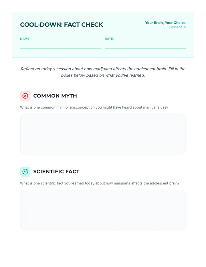 Fact Check Cool-Down Worksheet