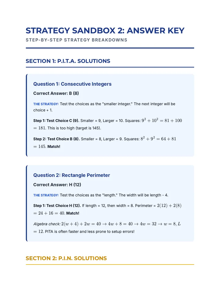 Strategy Sandbox 2 Answer Key