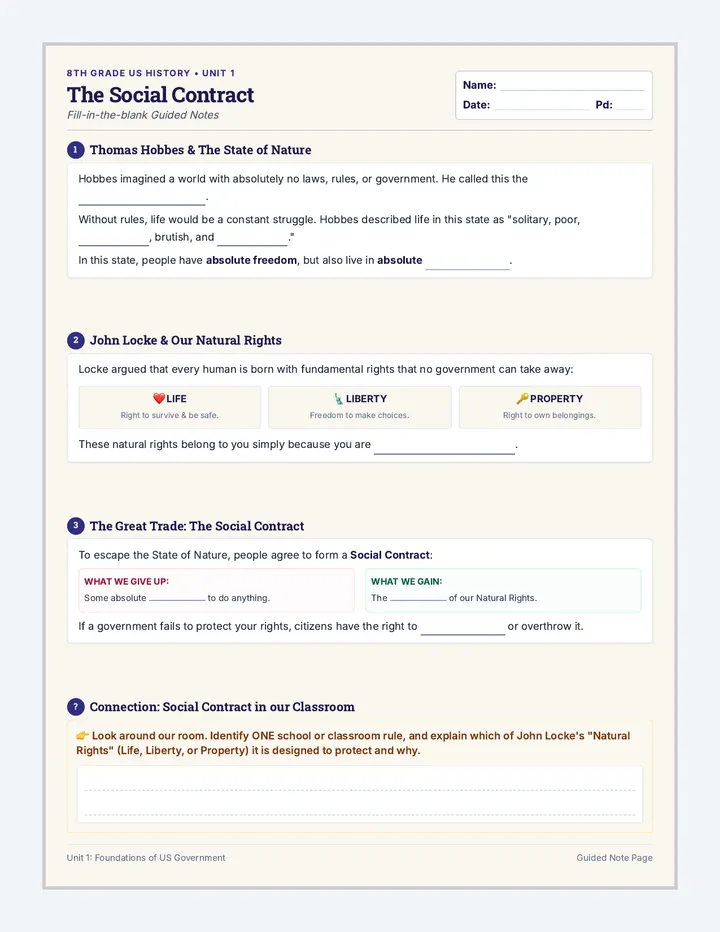 Social Contract Guided Notes