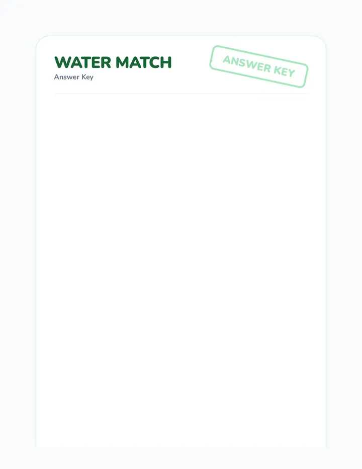 Water Match Answer Key