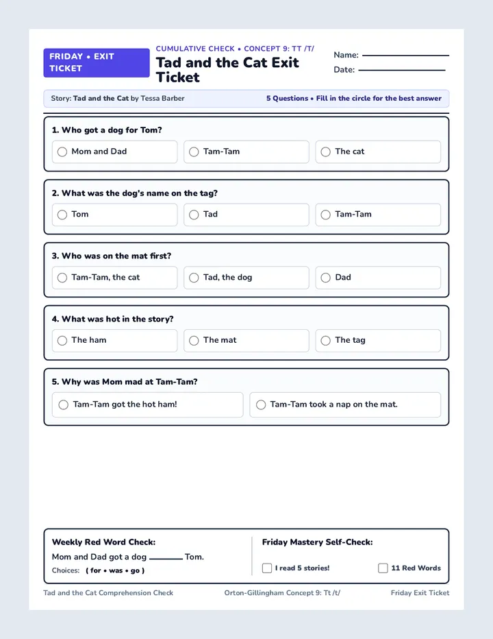 Friday Story Exit Ticket