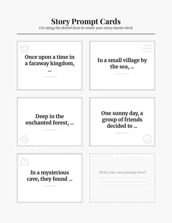 Story Prompt Cards Worksheet