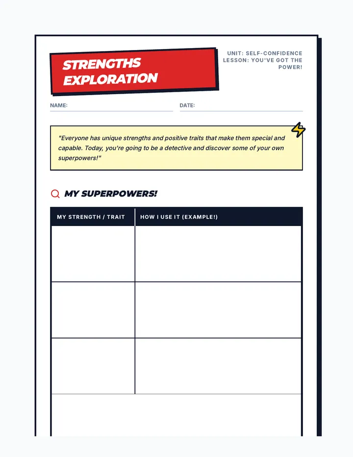 Strengths Worksheet