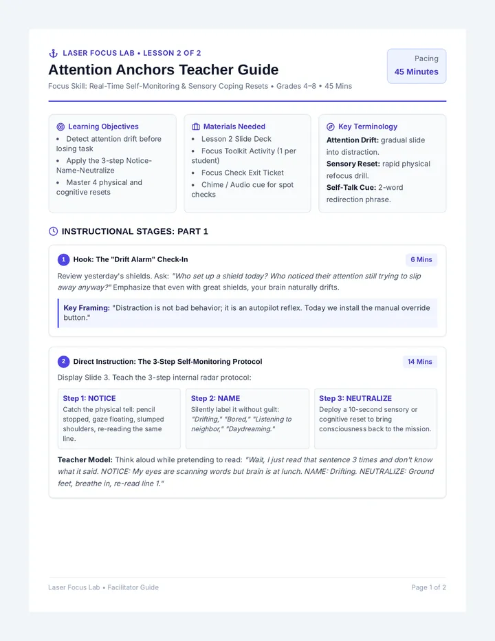 Attention Anchors Lesson Plan
