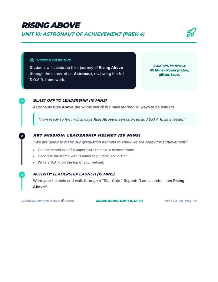 Rising Above Astronaut Teacher Guide