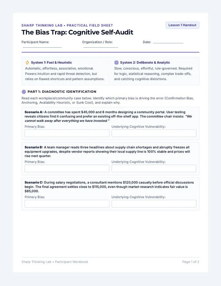 Bias Trap Participant Worksheet