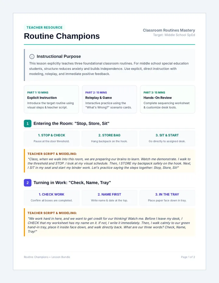 Routine Champions Teacher Guide