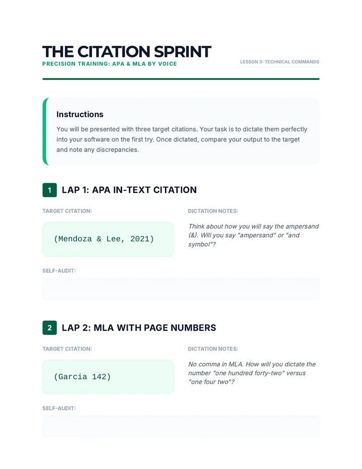 Citation Sprint Worksheet