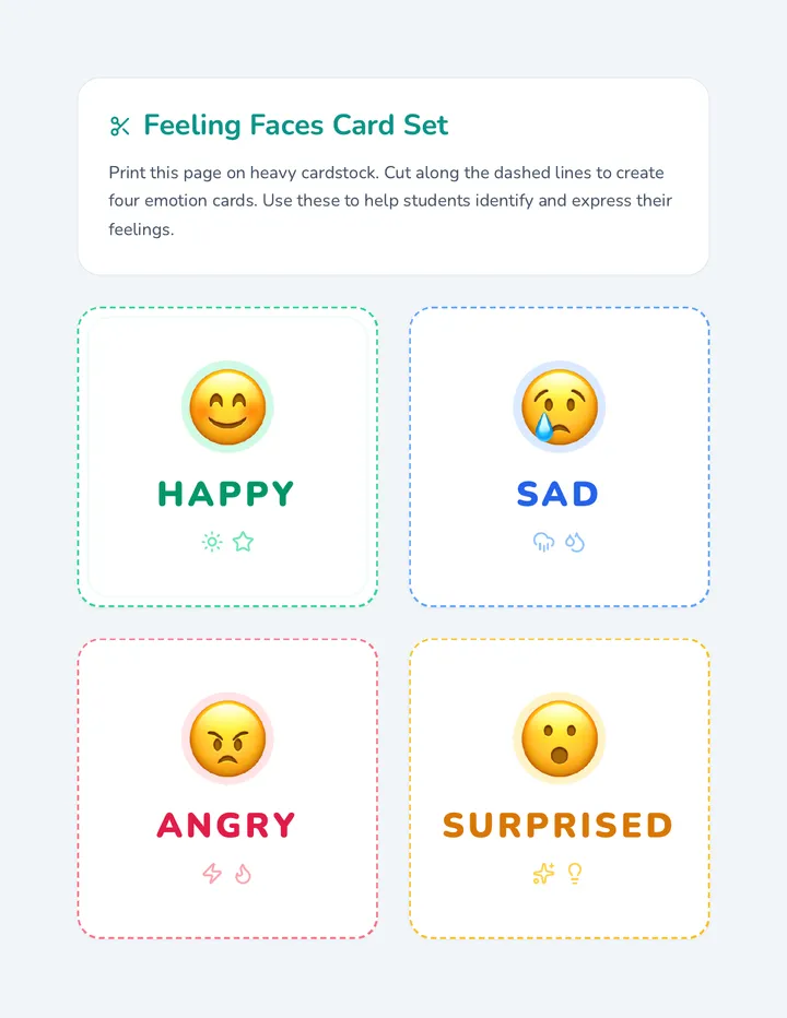 Feeling Faces Card Set Activity