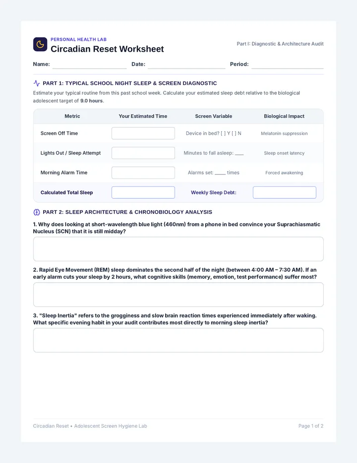 Circadian Reset Worksheet
