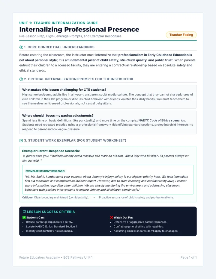 Professional Presence Internalization Guide