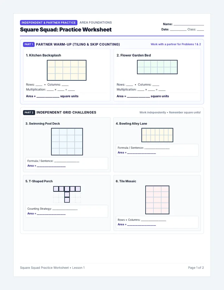 Square Squad Practice Worksheet