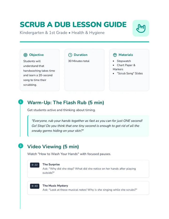 Scrub a Dub Teacher Guide