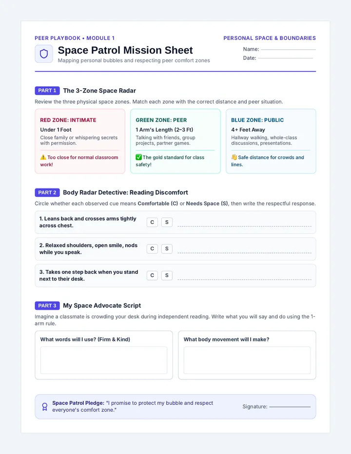 Space Patrol Worksheet