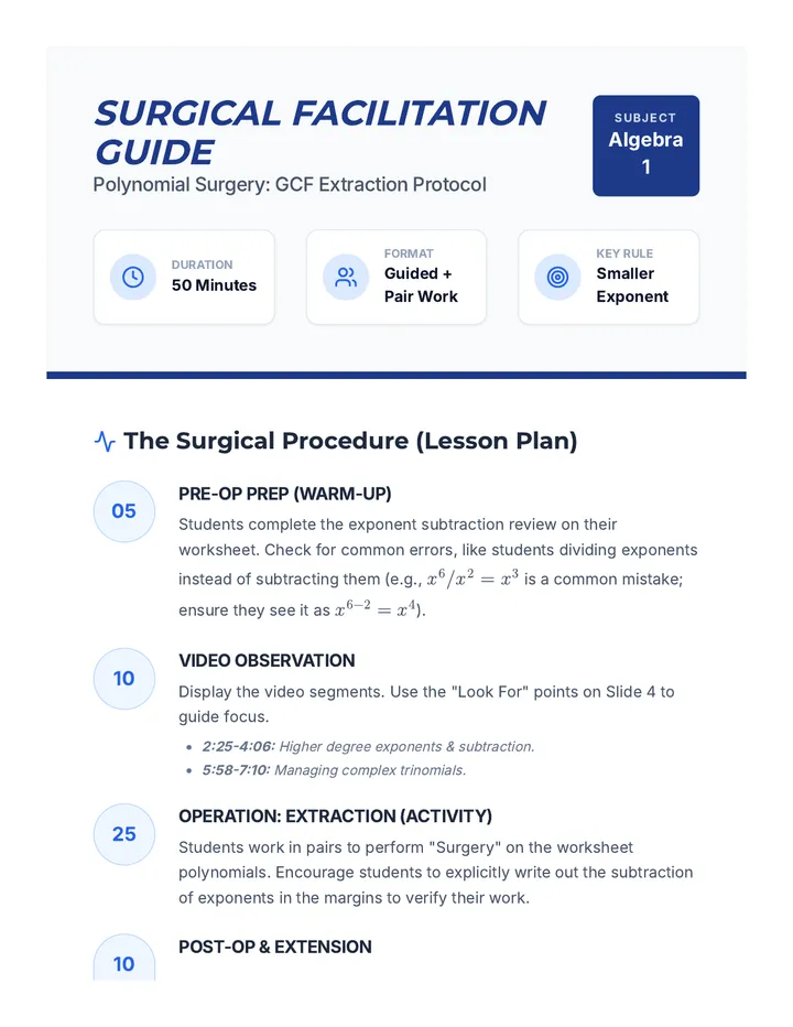 Polynomial Surgery Teacher Guide