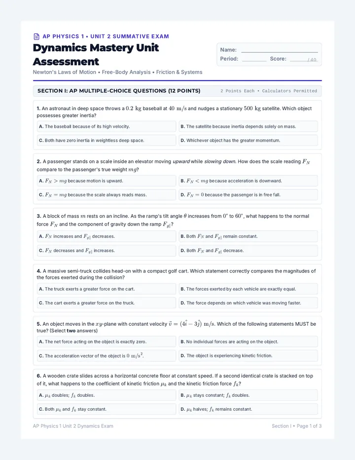Dynamics Mastery Unit Assessment