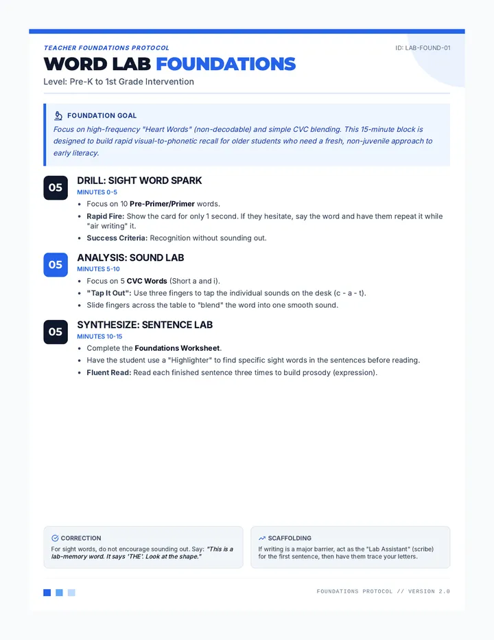 Word Lab Basic Daily Plan Teacher Guide