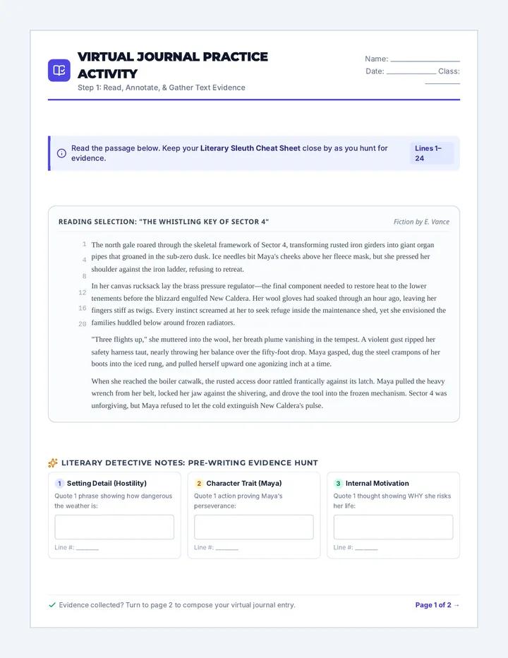 Virtual Journal Practice Activity