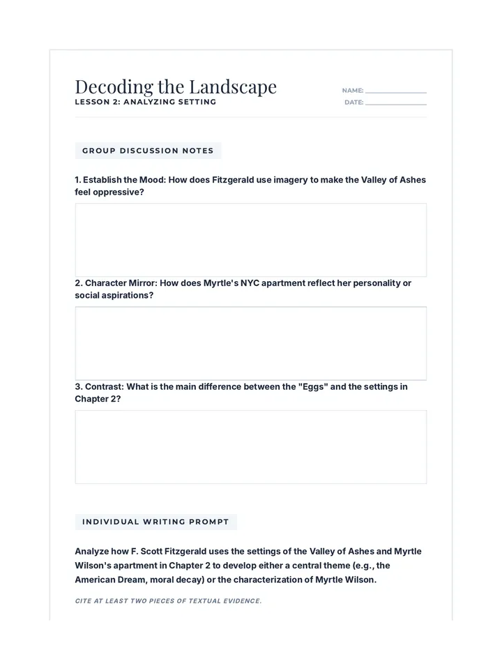 Decoding the Landscape Worksheet