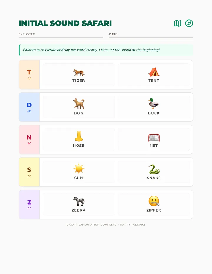 Sound Spotter Safari Worksheet