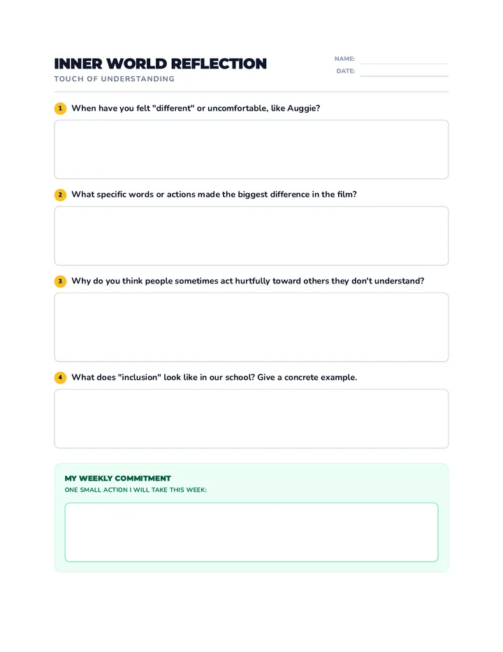 Inner World Reflection Worksheet