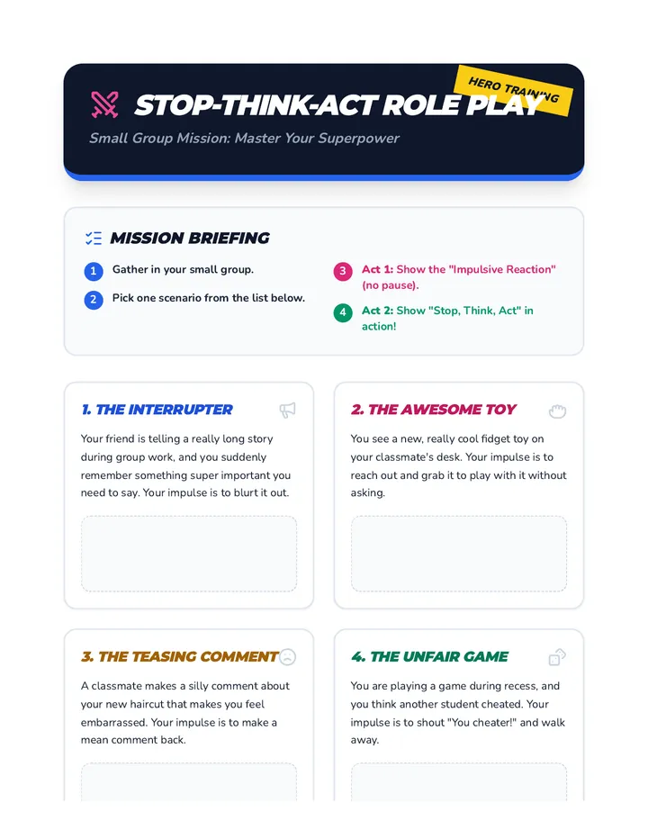 Stop-Think-Act Role Play Activity